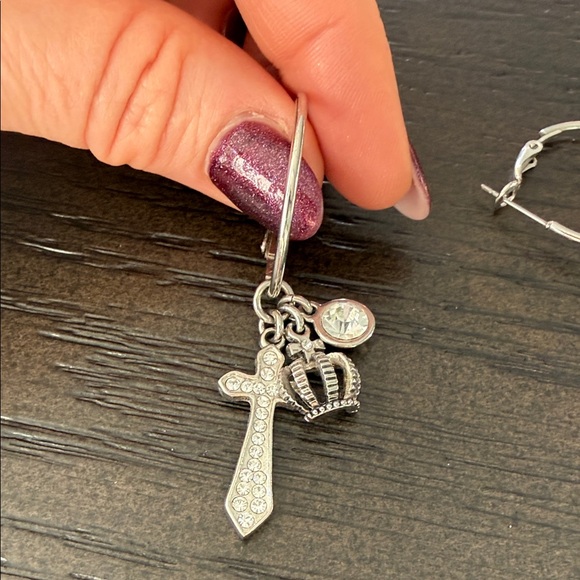 Park Lane Silver Crown Charm Earrings - Picture 2 of 3